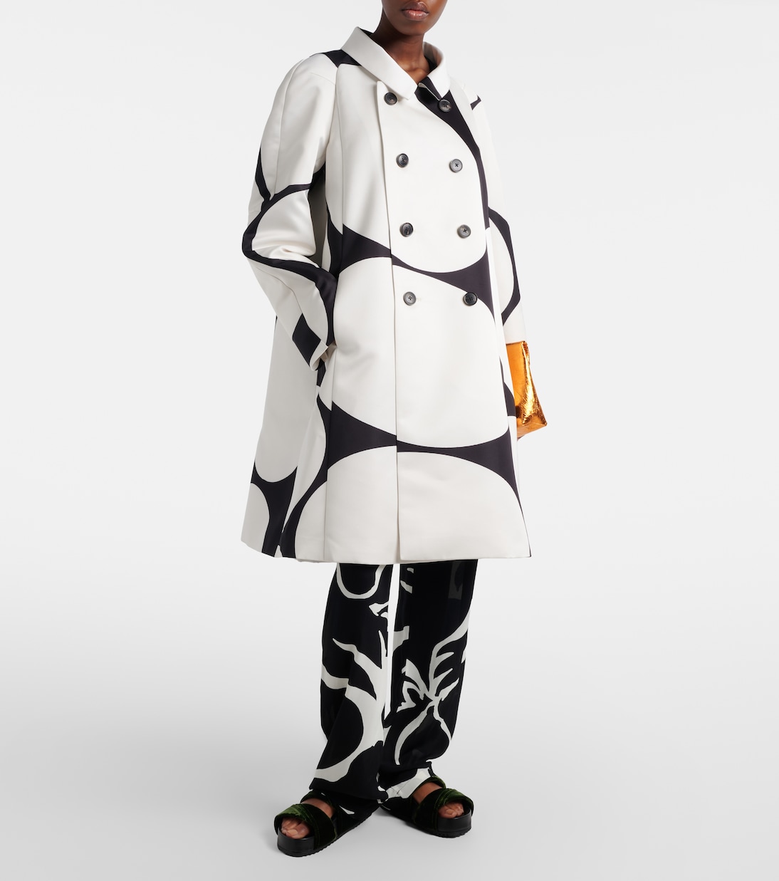 Abrigo cruzado de satén con lunares | Dries Van Noten