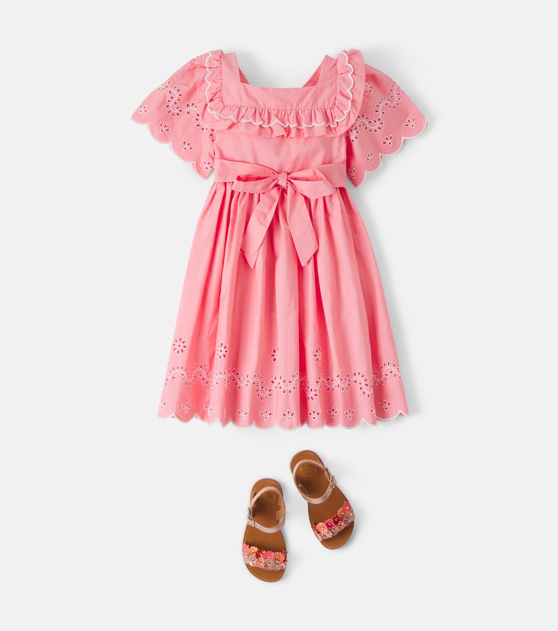 Embroidered ruffled cotton dress | Patachou