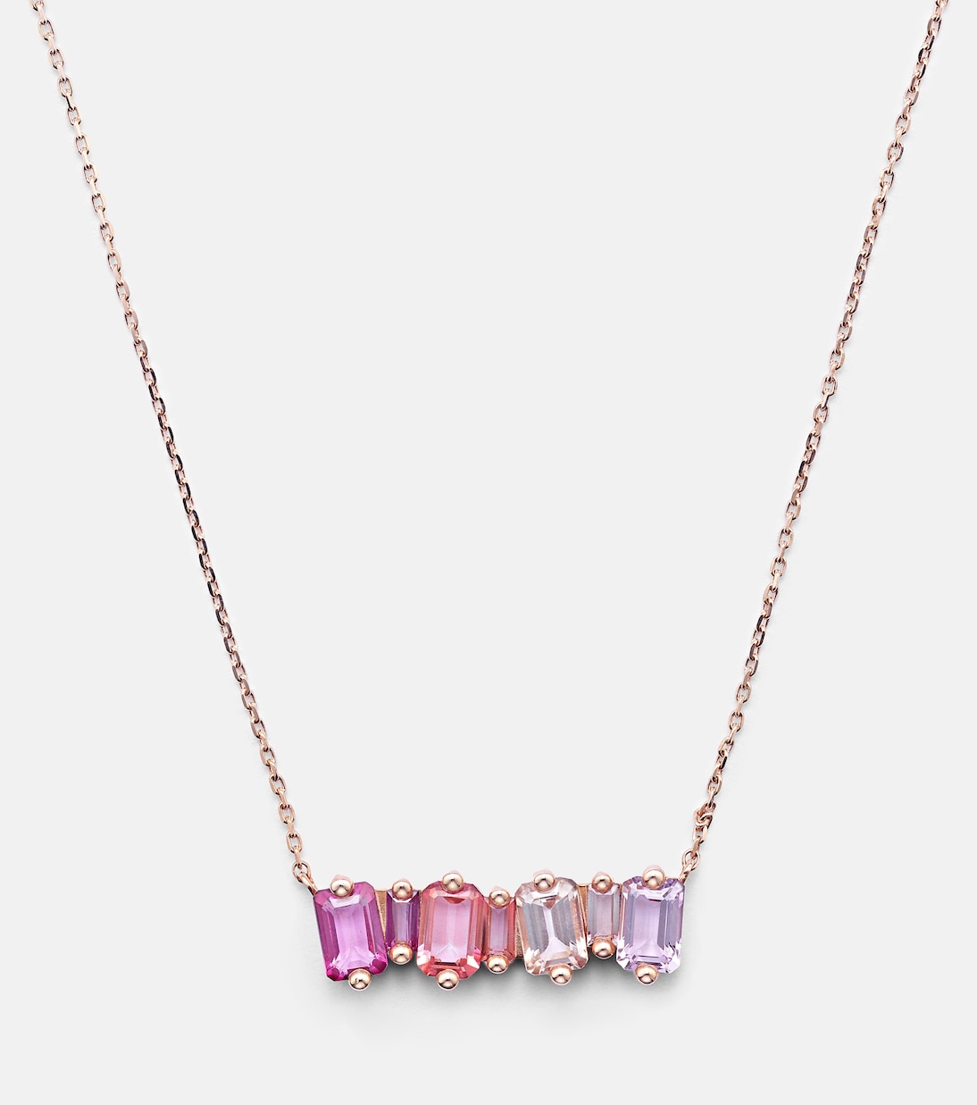 Collana in oro rosa 14kt con pietre preziose, design moderno per giovani