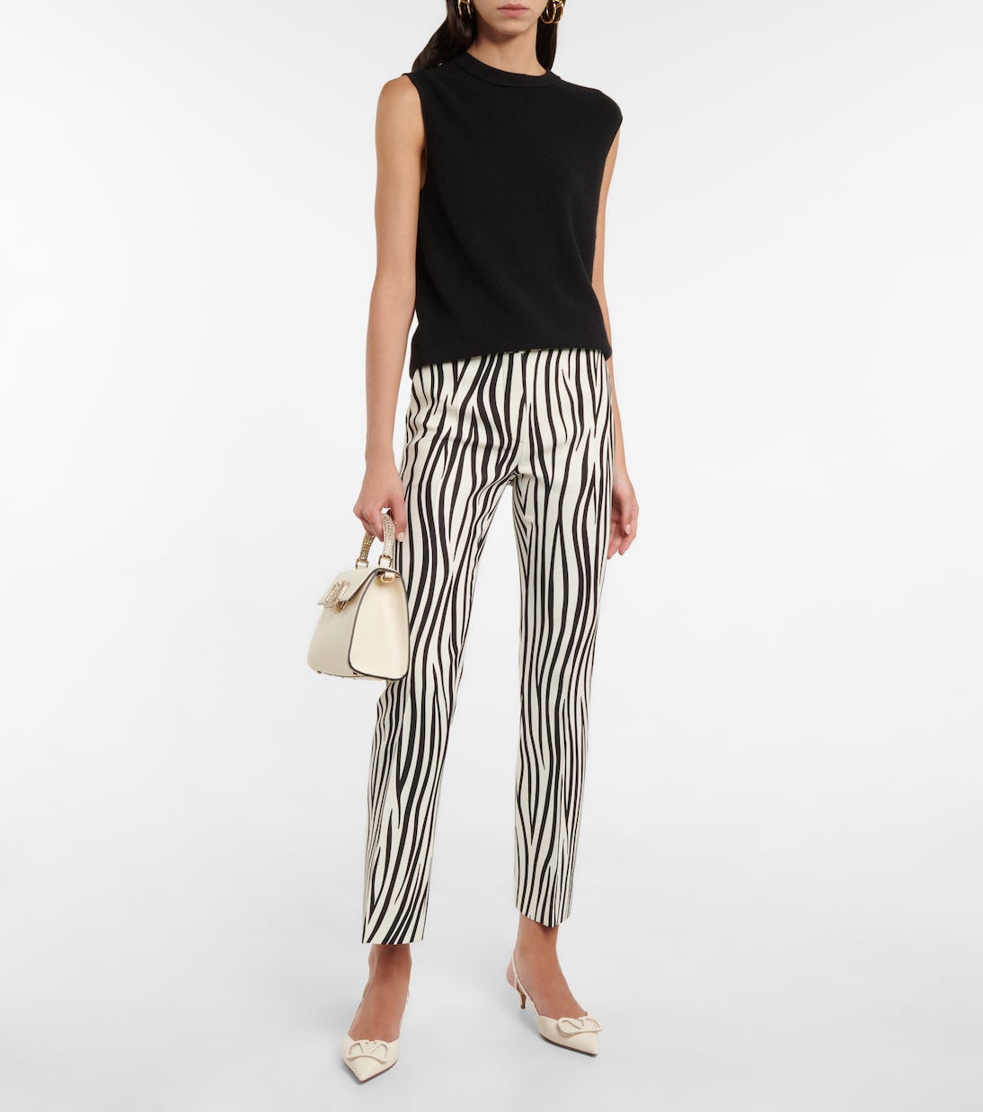 Zebra-print wool-blend pants | Valentino