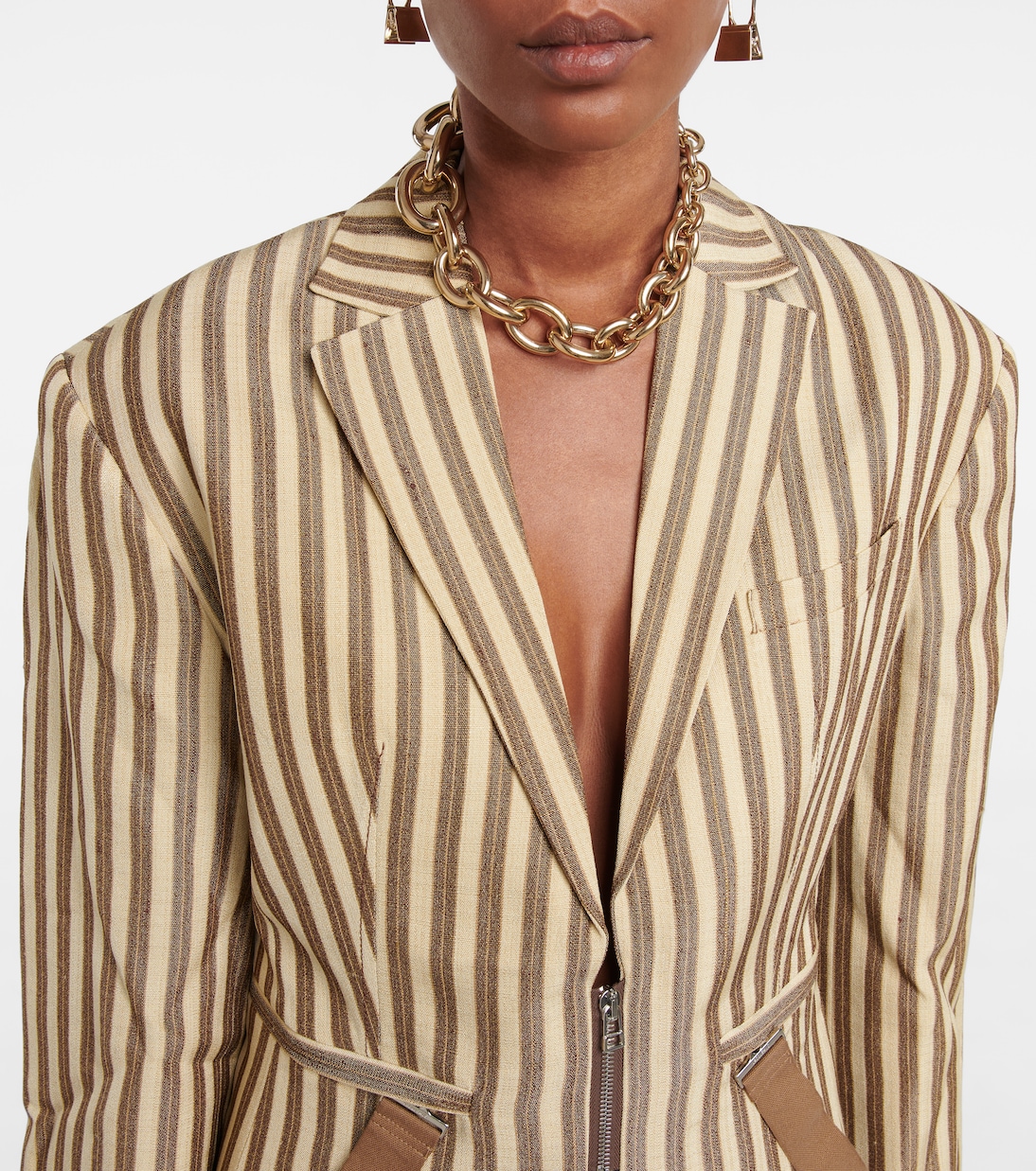 La Veste Filu striped belted blazer in beige Jacquemus Mytheresa