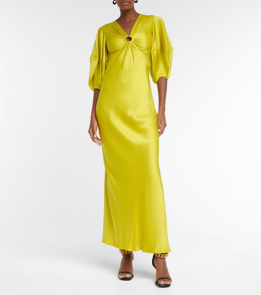 Deep V-neck satin maxi dress | Stella McCartney