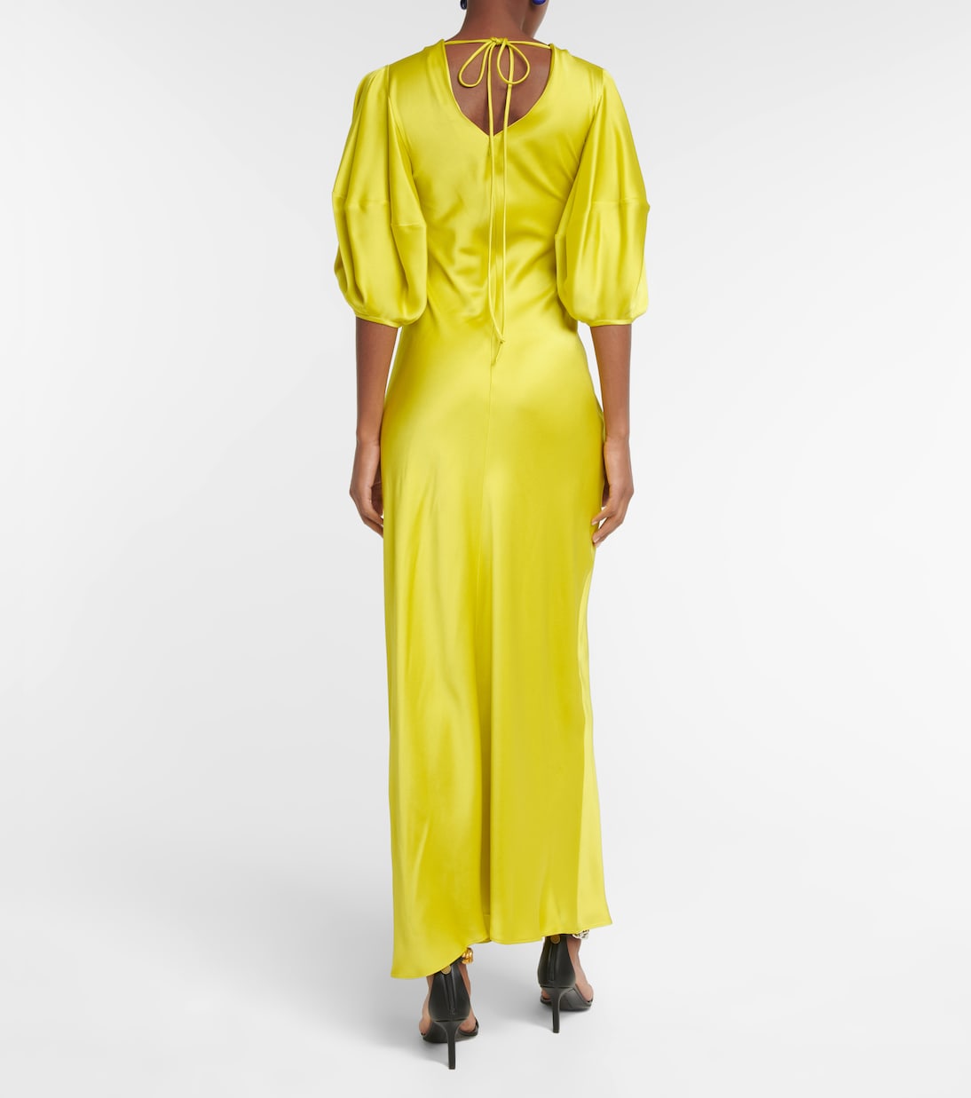 Deep V-neck satin maxi dress | Stella McCartney