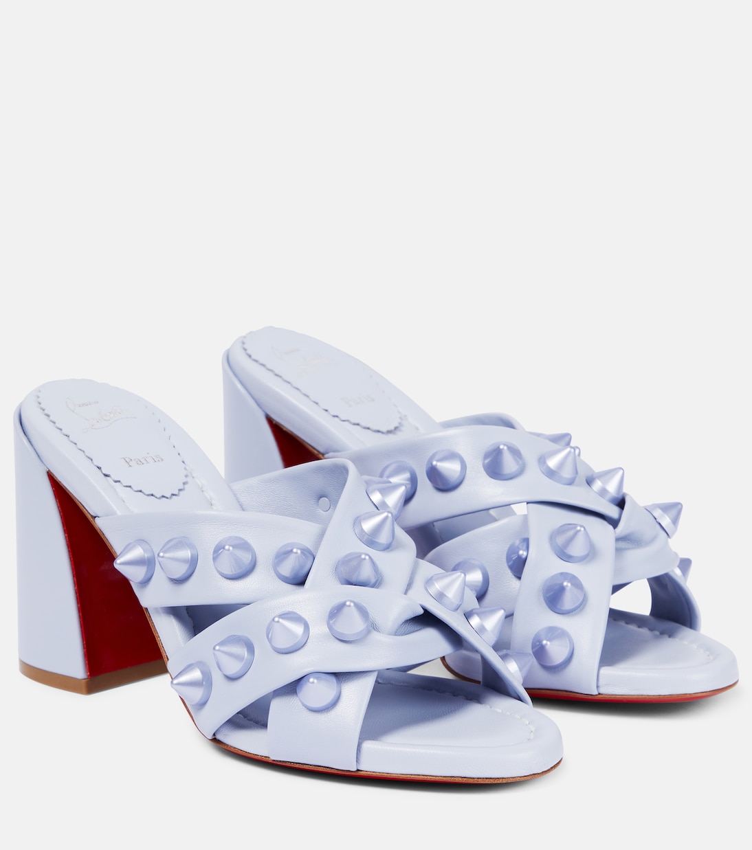 Mules Spika Club de piel adornados | Christian Louboutin