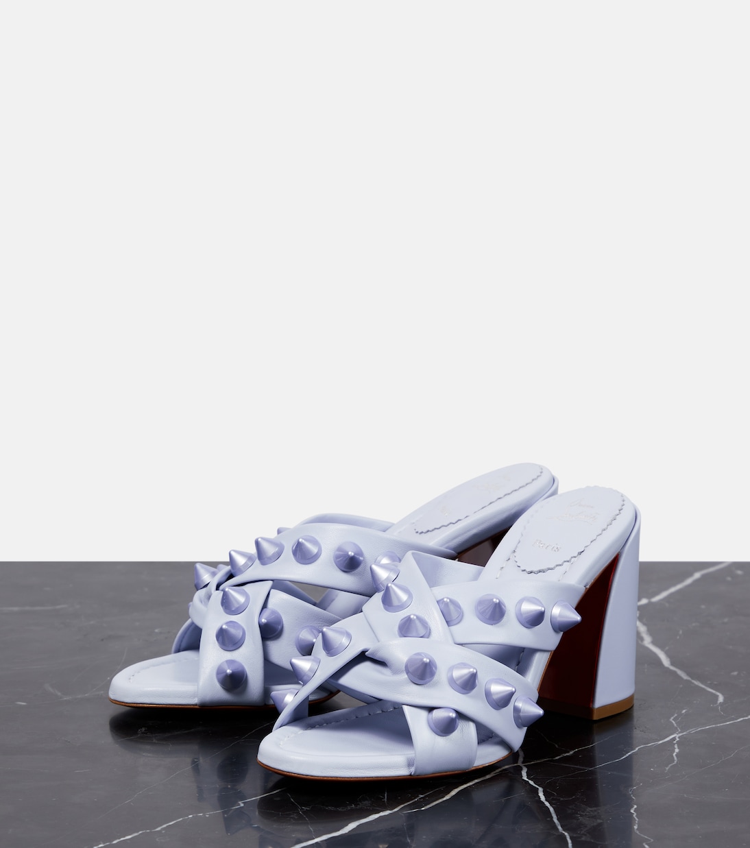 Mules Spika Club de piel adornados | Christian Louboutin