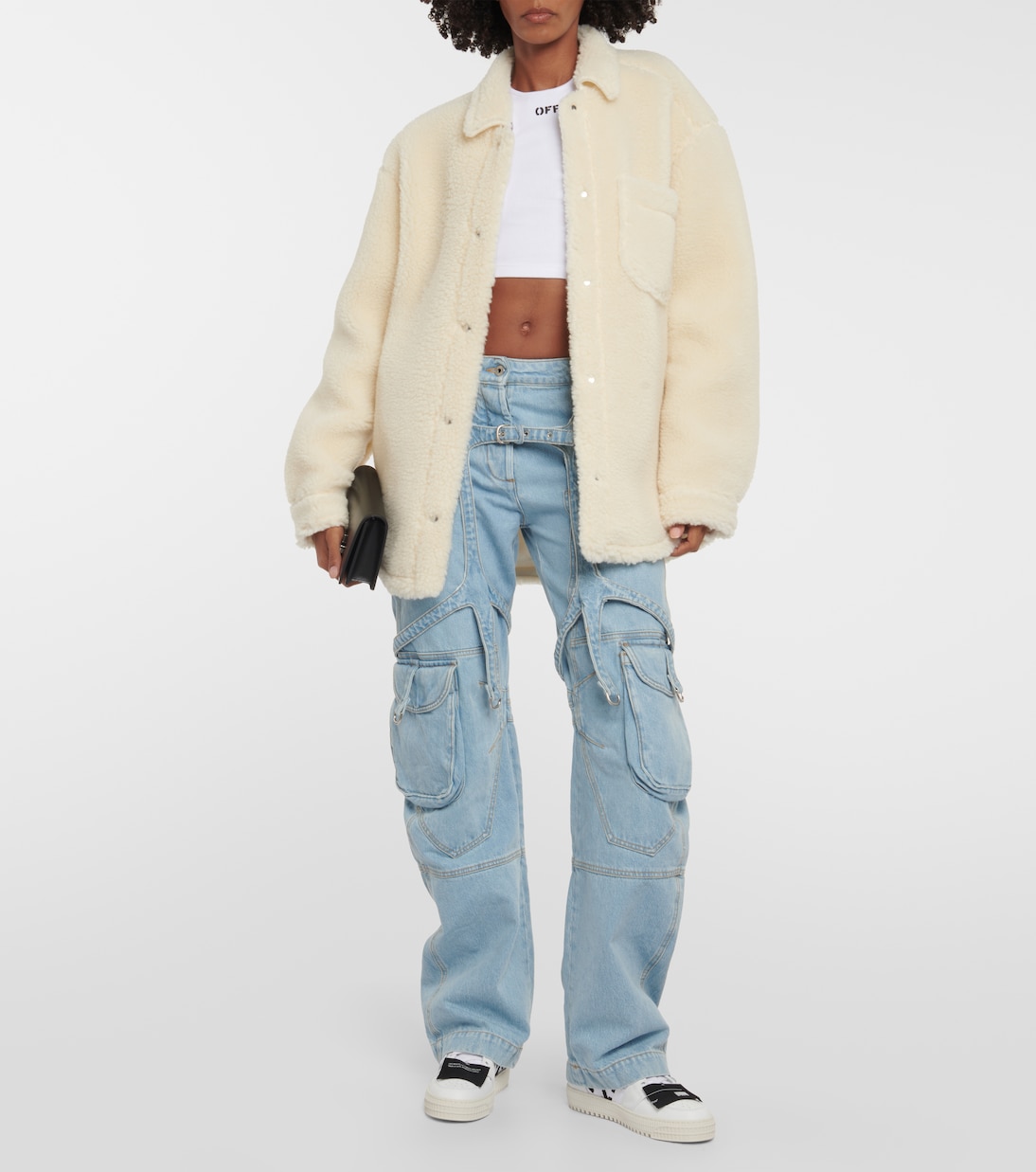 Hemdjacke aus Teddyfleece | Off-White