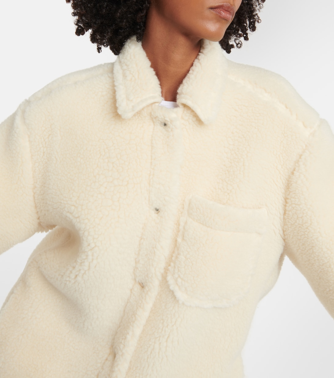 Hemdjacke aus Teddyfleece | Off-White