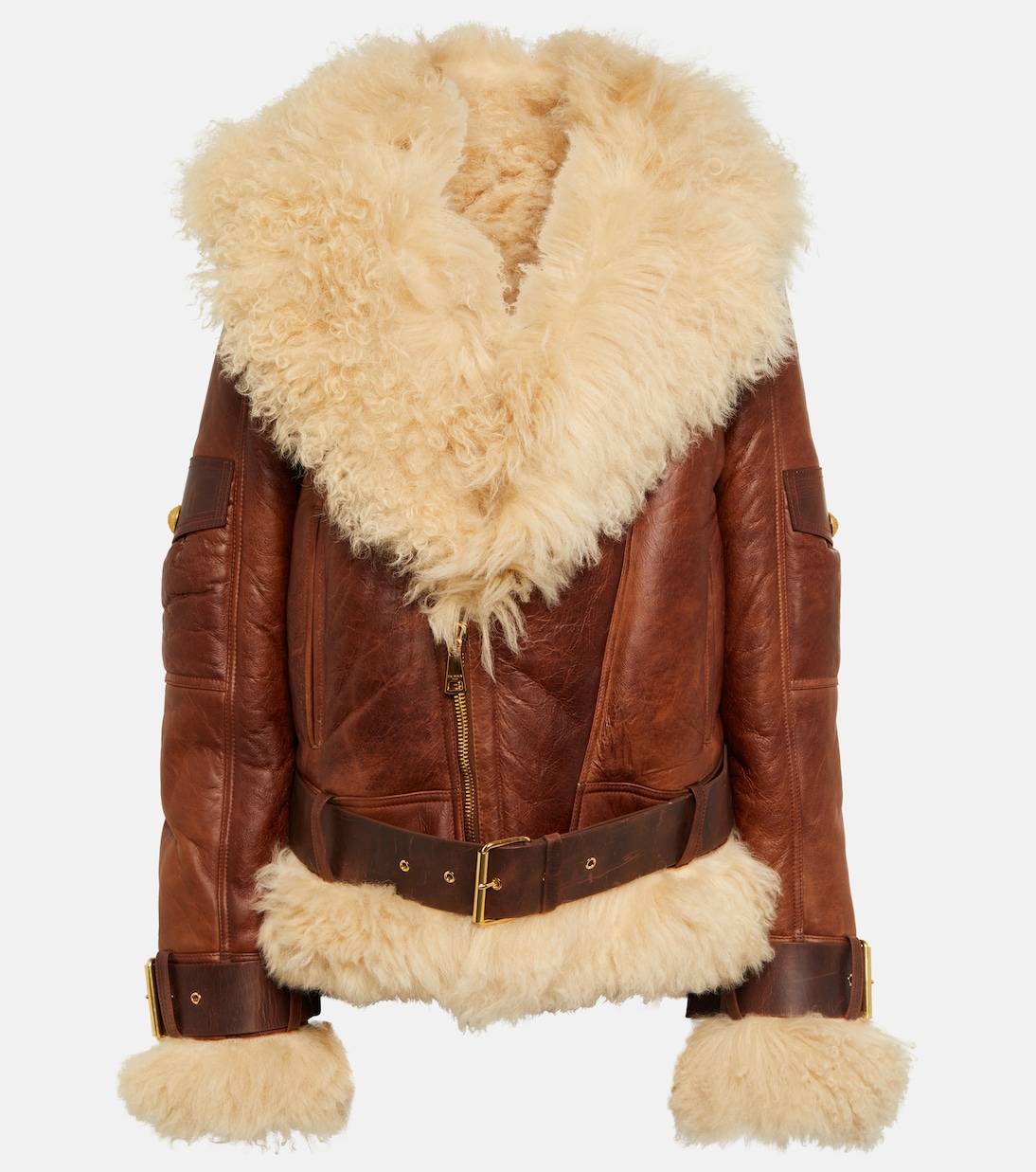 Giacca in pelle e shearling | Balmain
