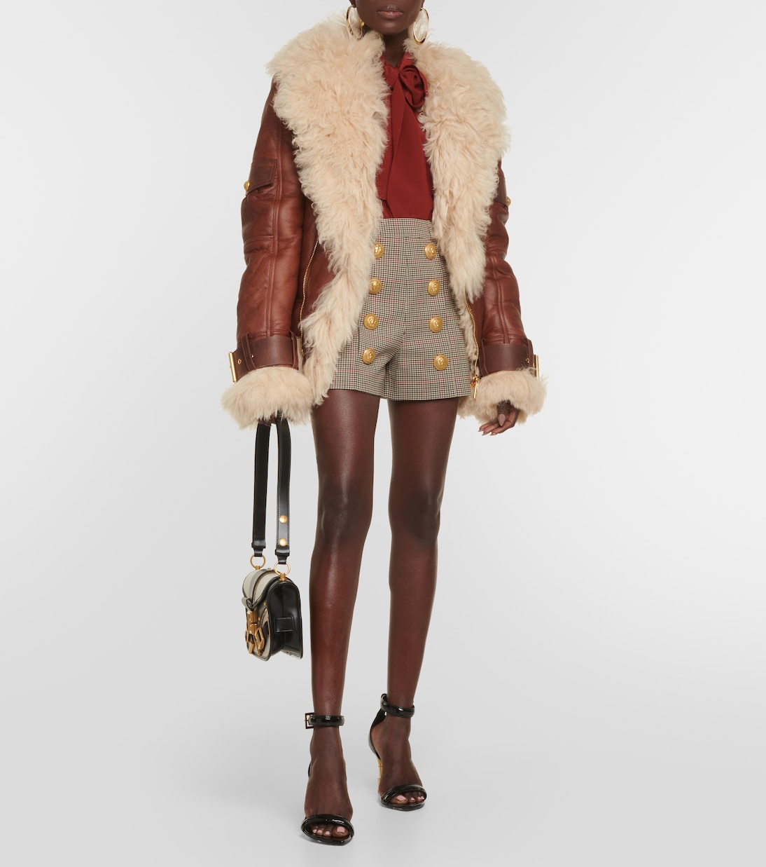 Giacca in pelle e shearling | Balmain