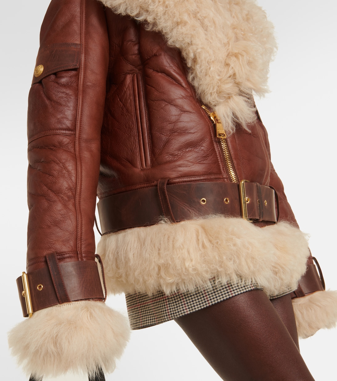 Giacca in pelle e shearling | Balmain