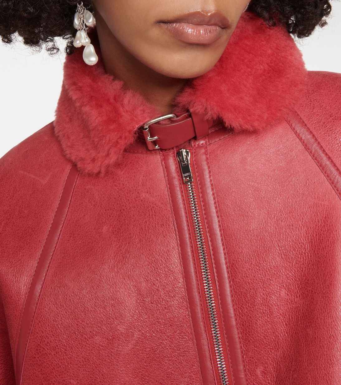 Acassy shearling-trimmed leather jacket | Isabel Marant