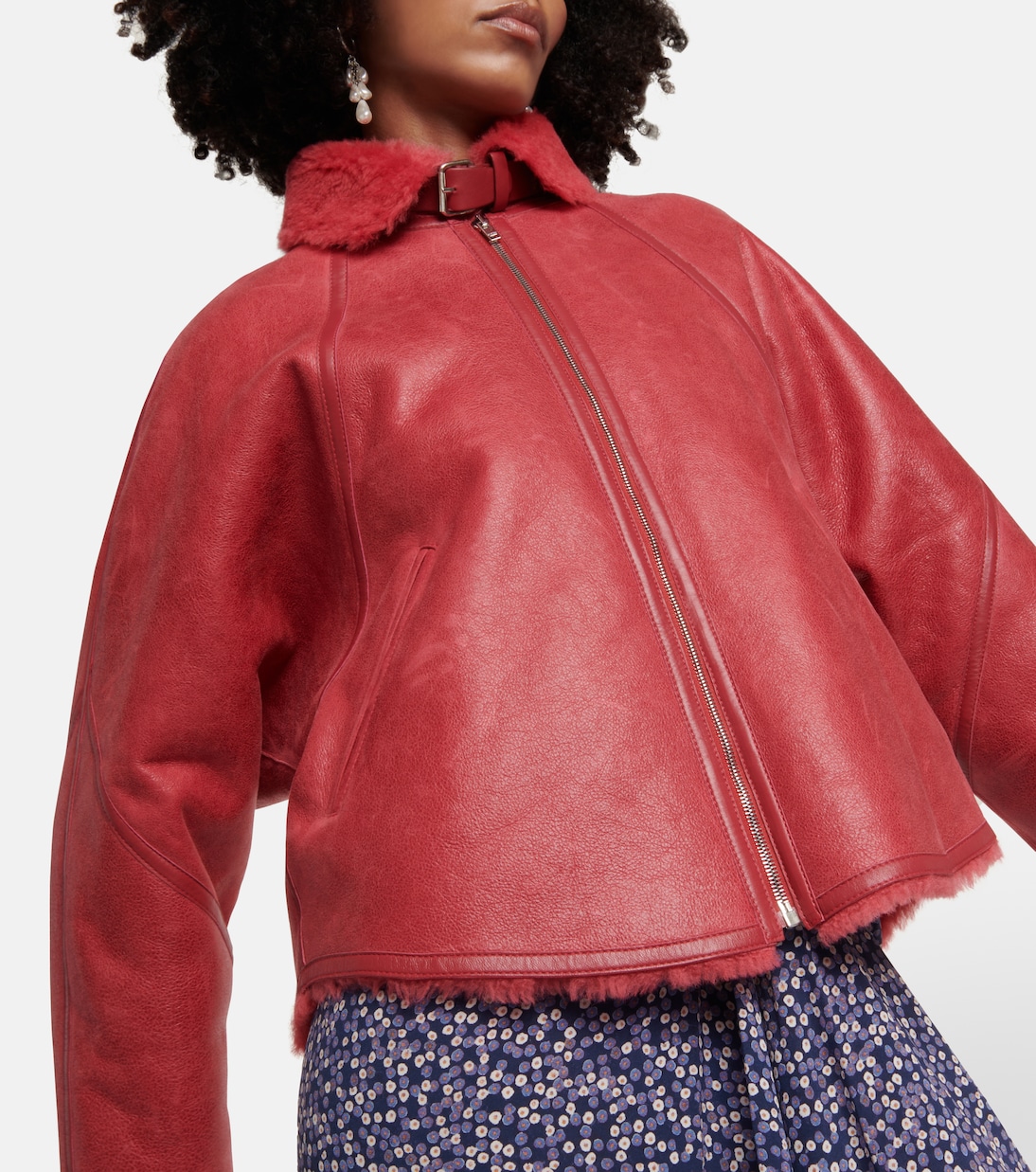 Acassy shearling-trimmed leather jacket | Isabel Marant