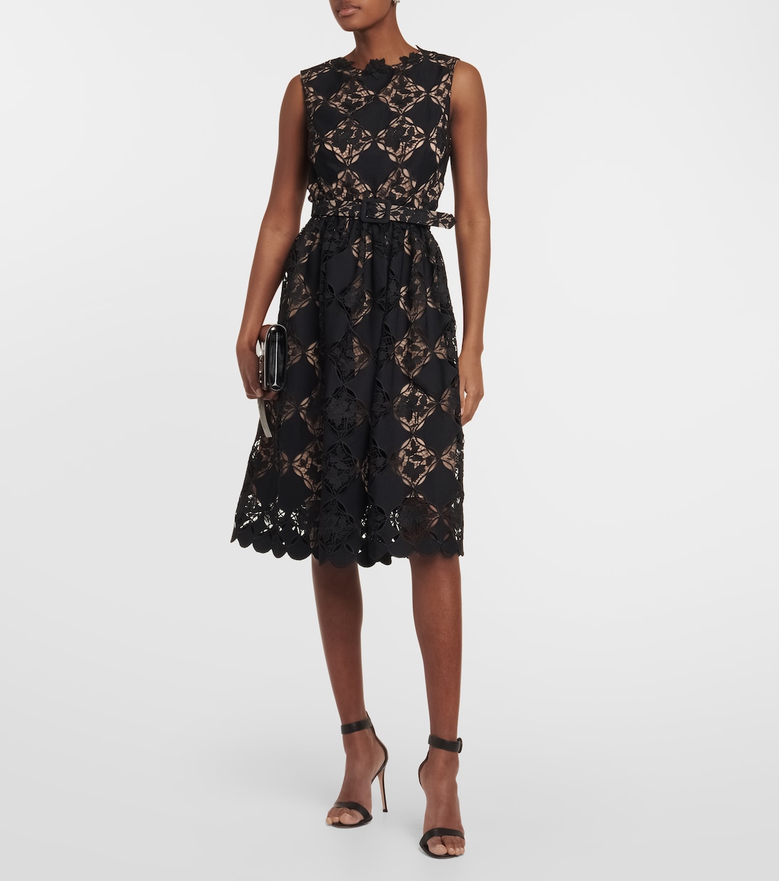 Vestido midi de encaje de guipur | Oscar de la Renta