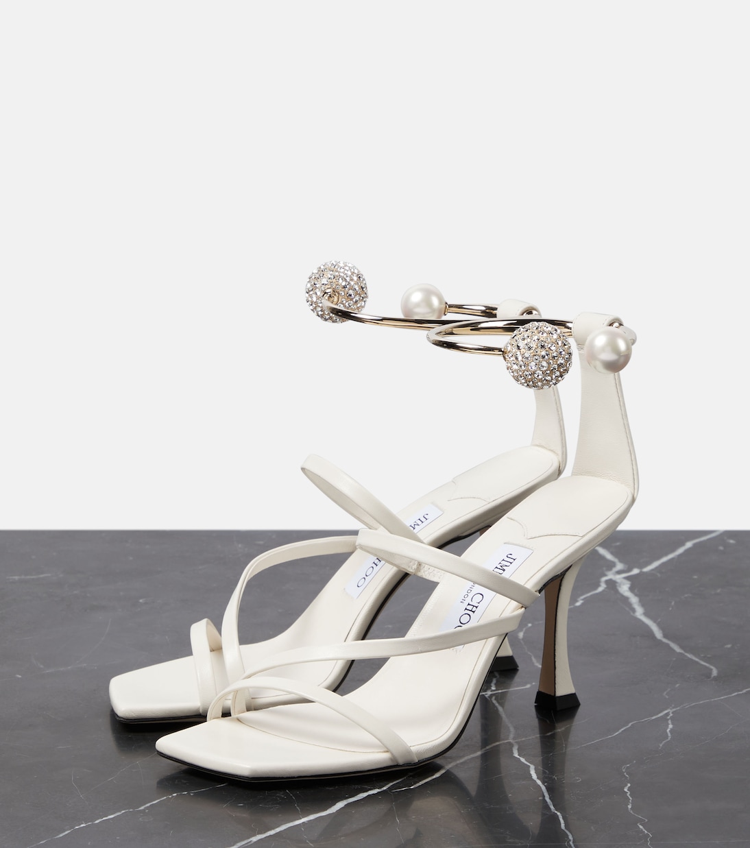 Ottilia 90 embellished leather sandals in white - Jimmy Choo 