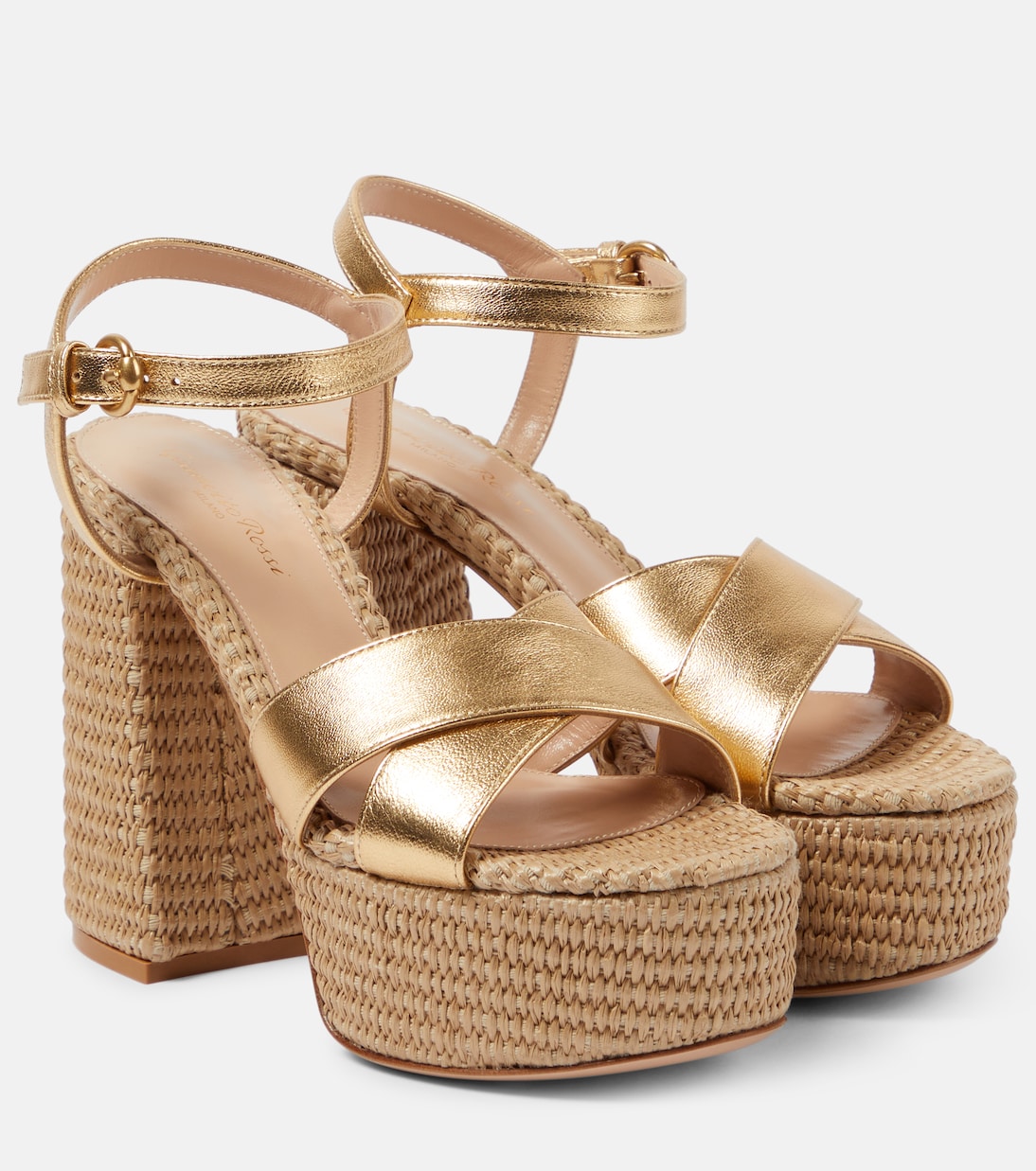 Metallic leather platform sandals | Gianvito Rossi