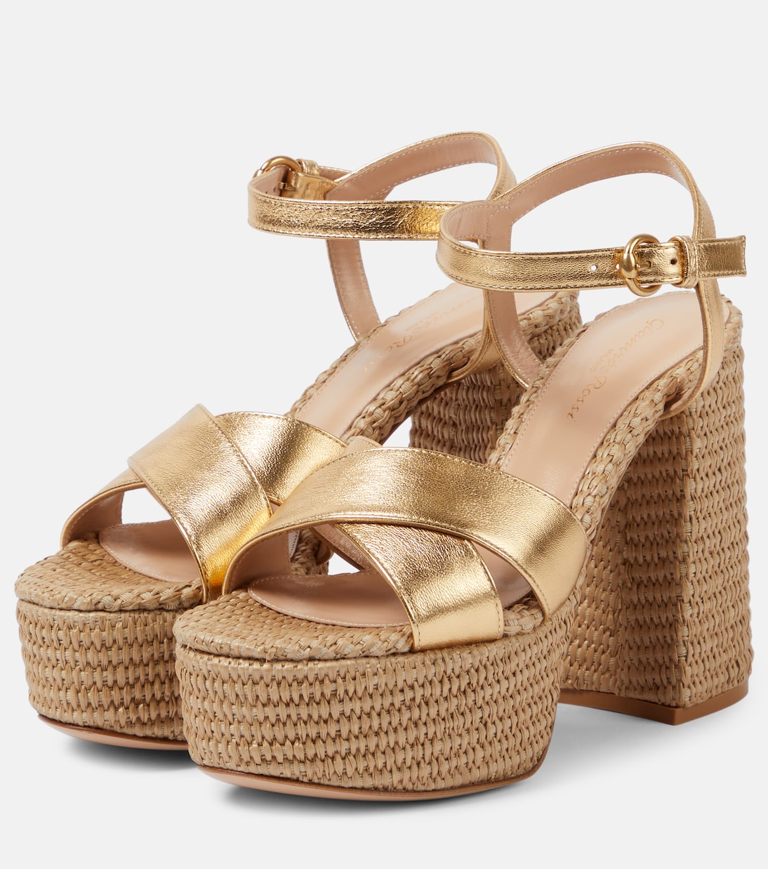 Metallic leather platform sandals | Gianvito Rossi