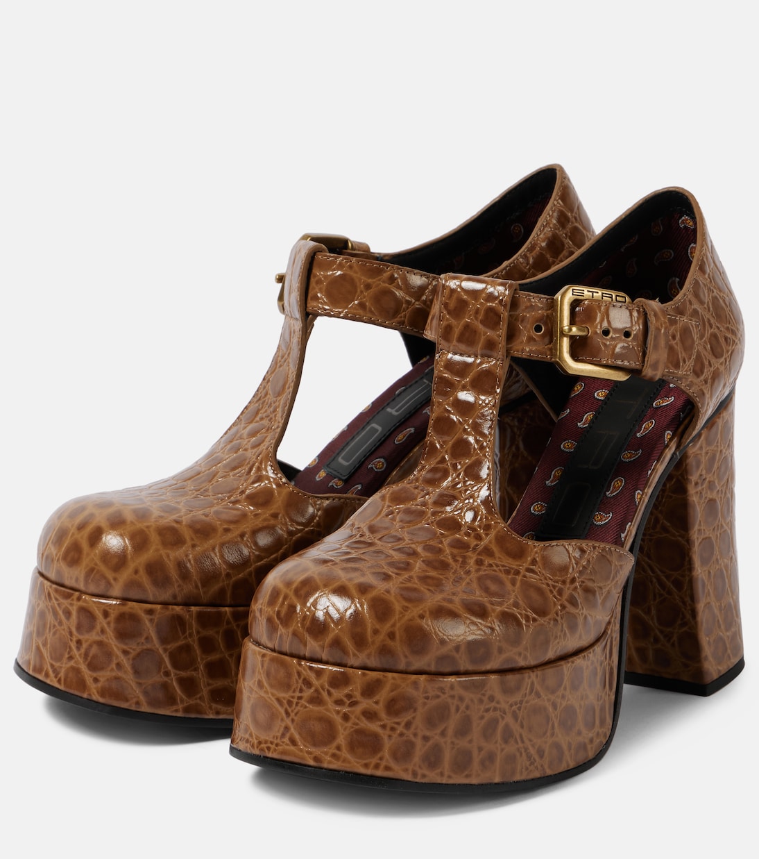 Croc-effect leather Mary Jane pumps | Etro