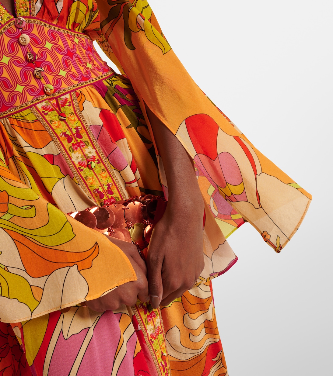 Robe longue en soie à fleurs | Camilla