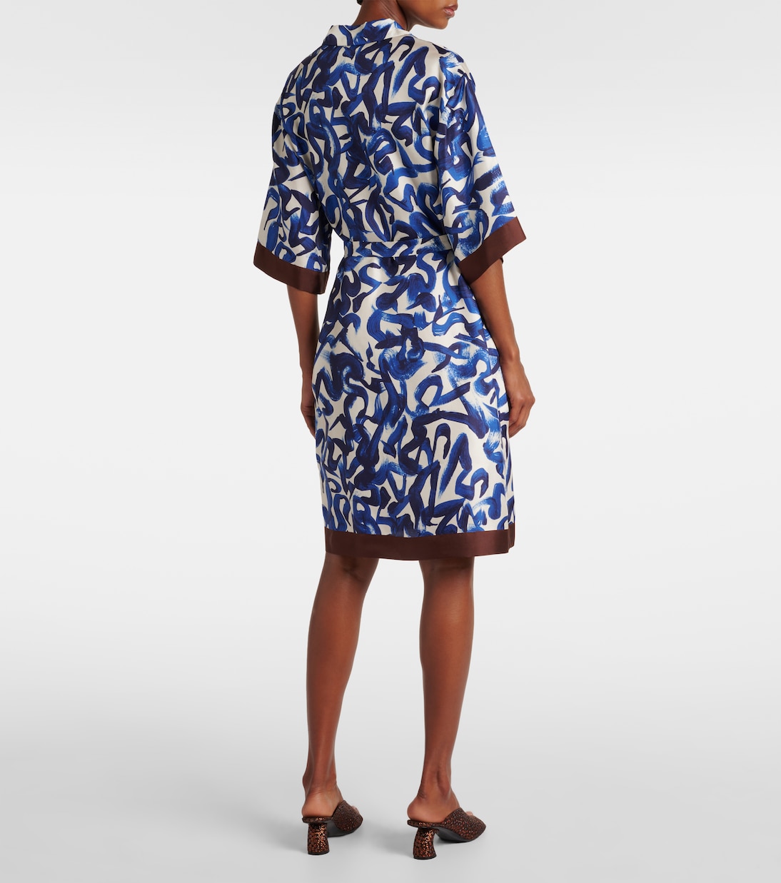 Bedrucktes Hemdblusenkleid aus Seidensatin | Dries Van Noten