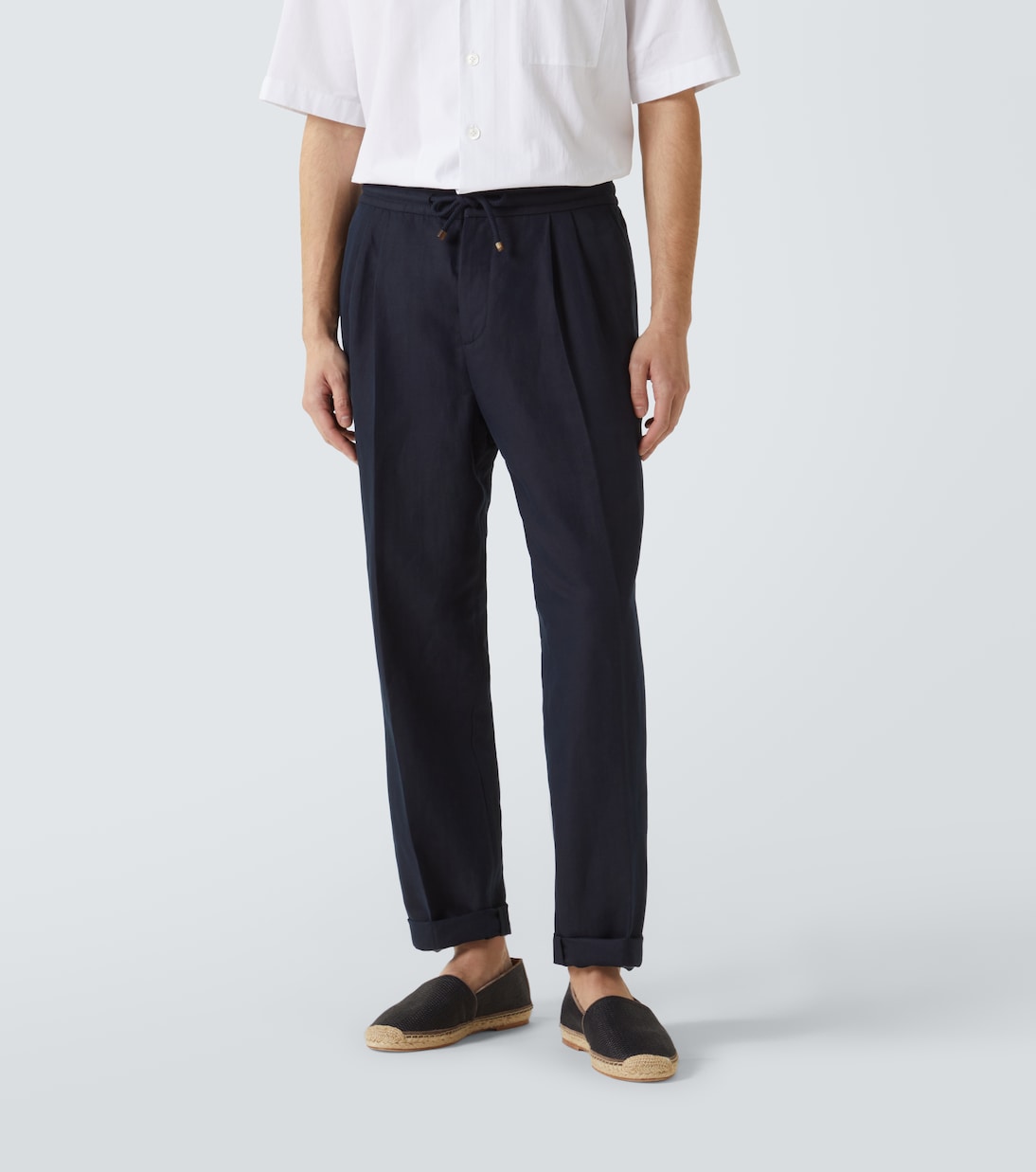 Pantaloni tapered in lino e cotone | Brunello Cucinelli