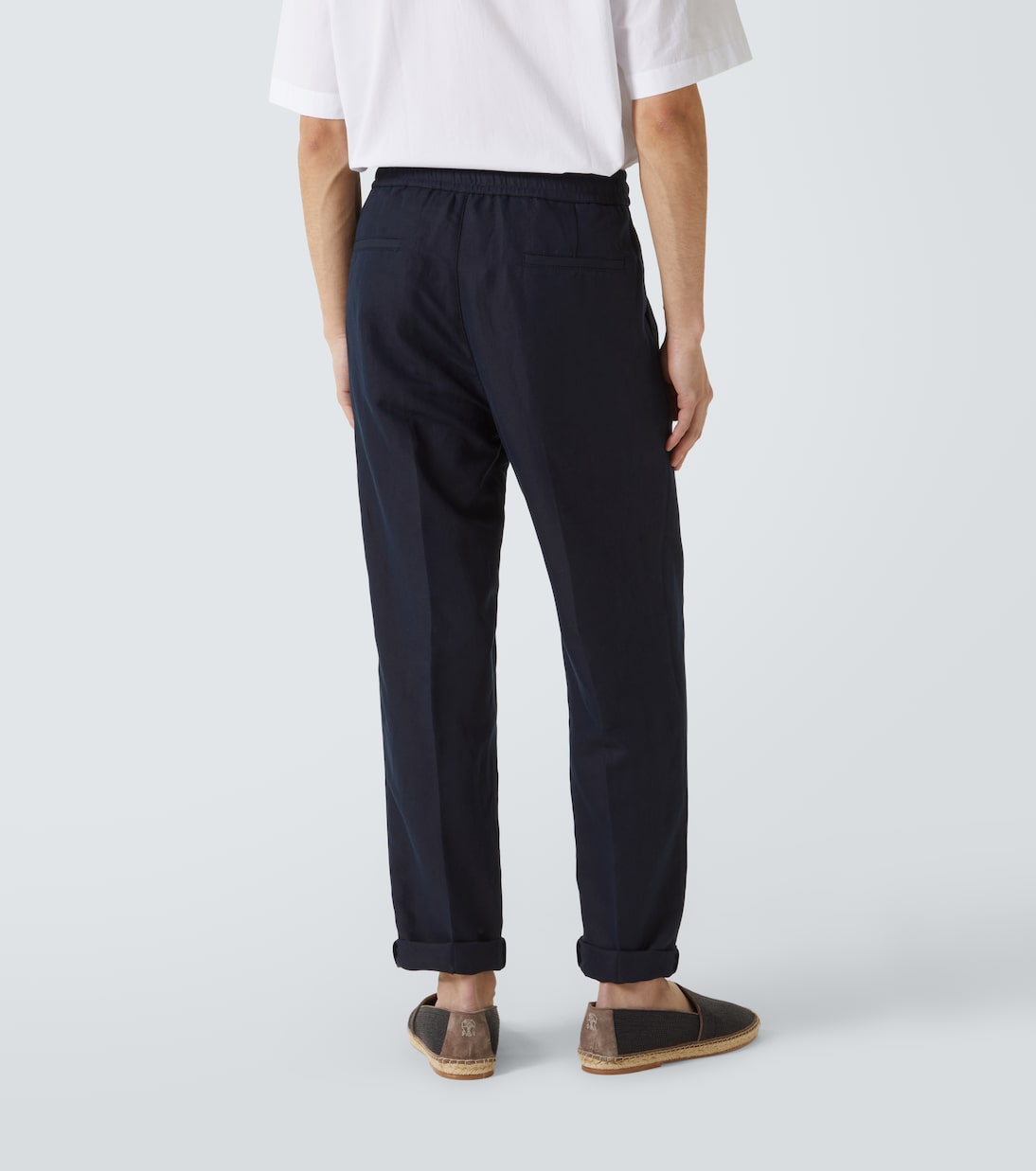 Pantaloni tapered in lino e cotone | Brunello Cucinelli