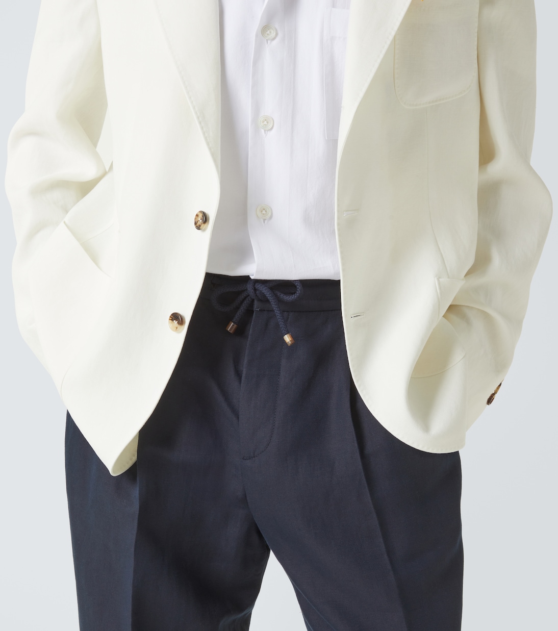 Pantaloni tapered in lino e cotone | Brunello Cucinelli