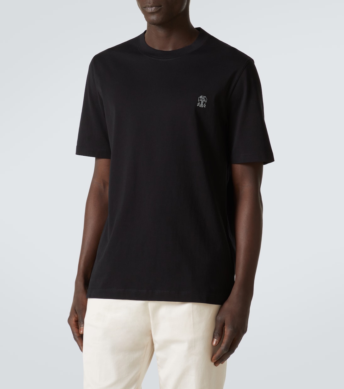 Camiseta de jersey de algodón con logo | Brunello Cucinelli