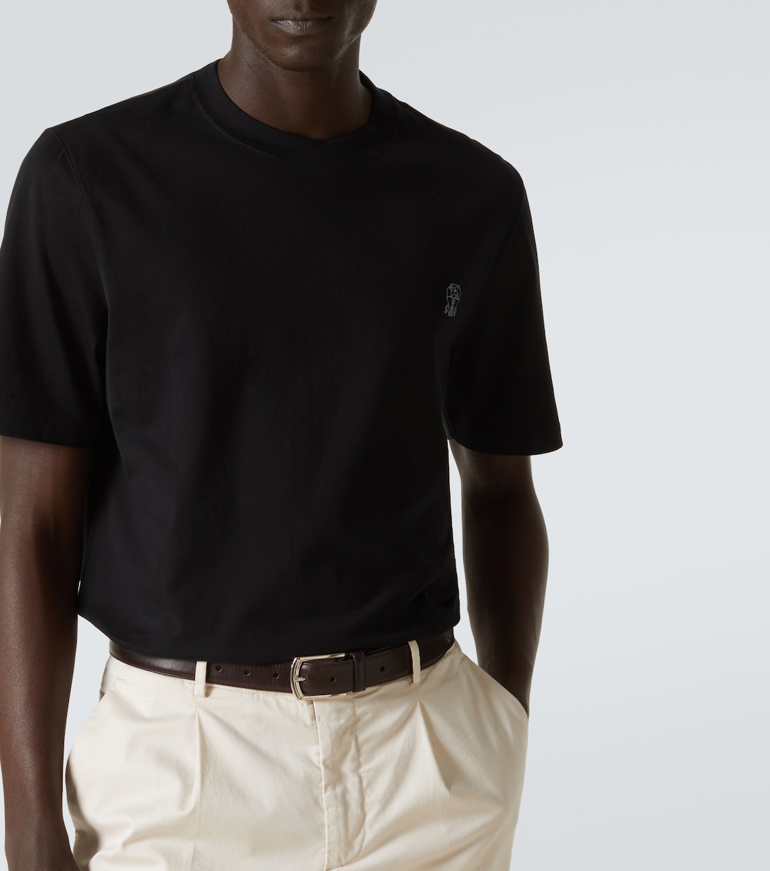 Camiseta de jersey de algodón con logo | Brunello Cucinelli