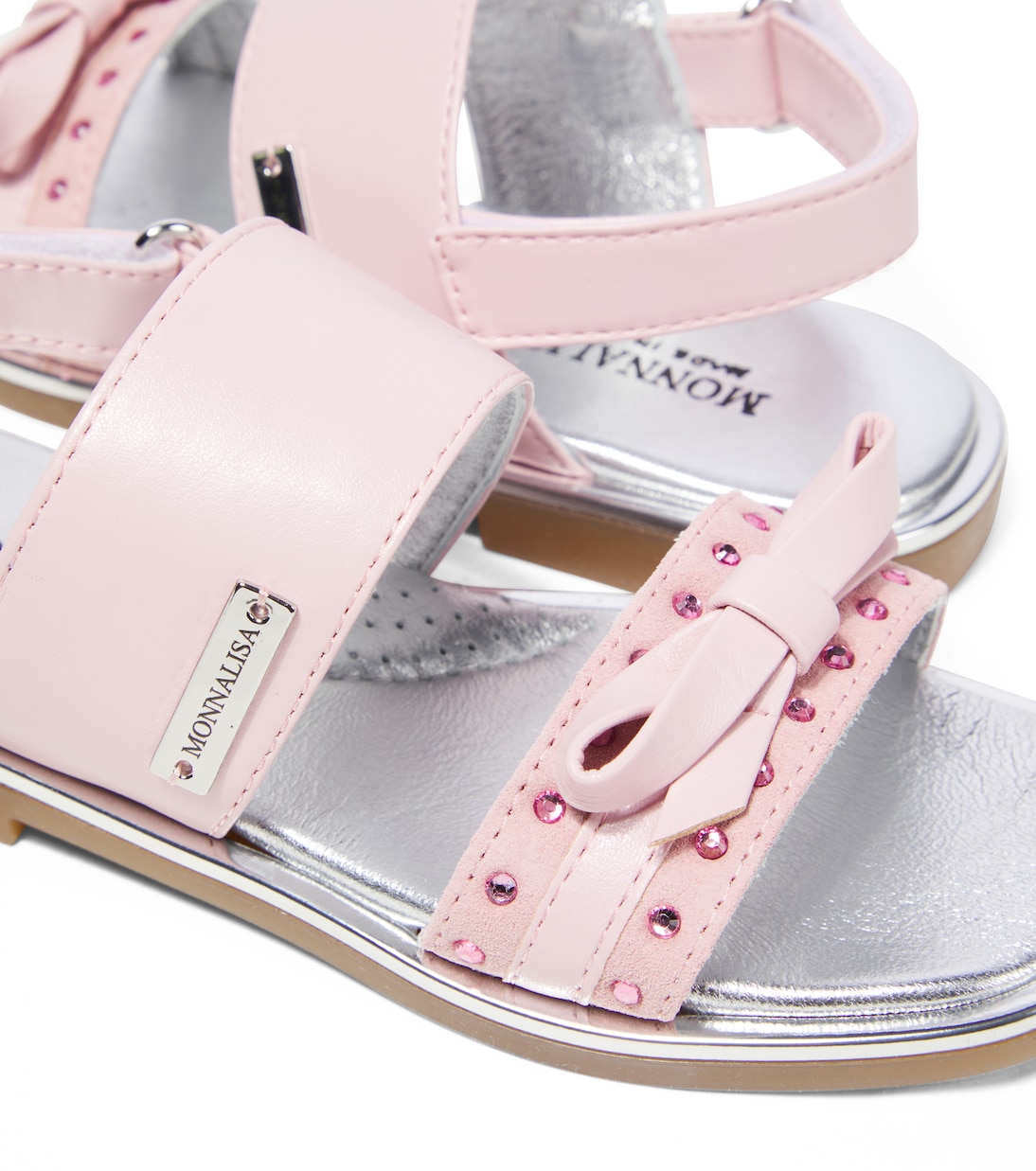 Sandalen aus Leder mit Kristallen | Monnalisa