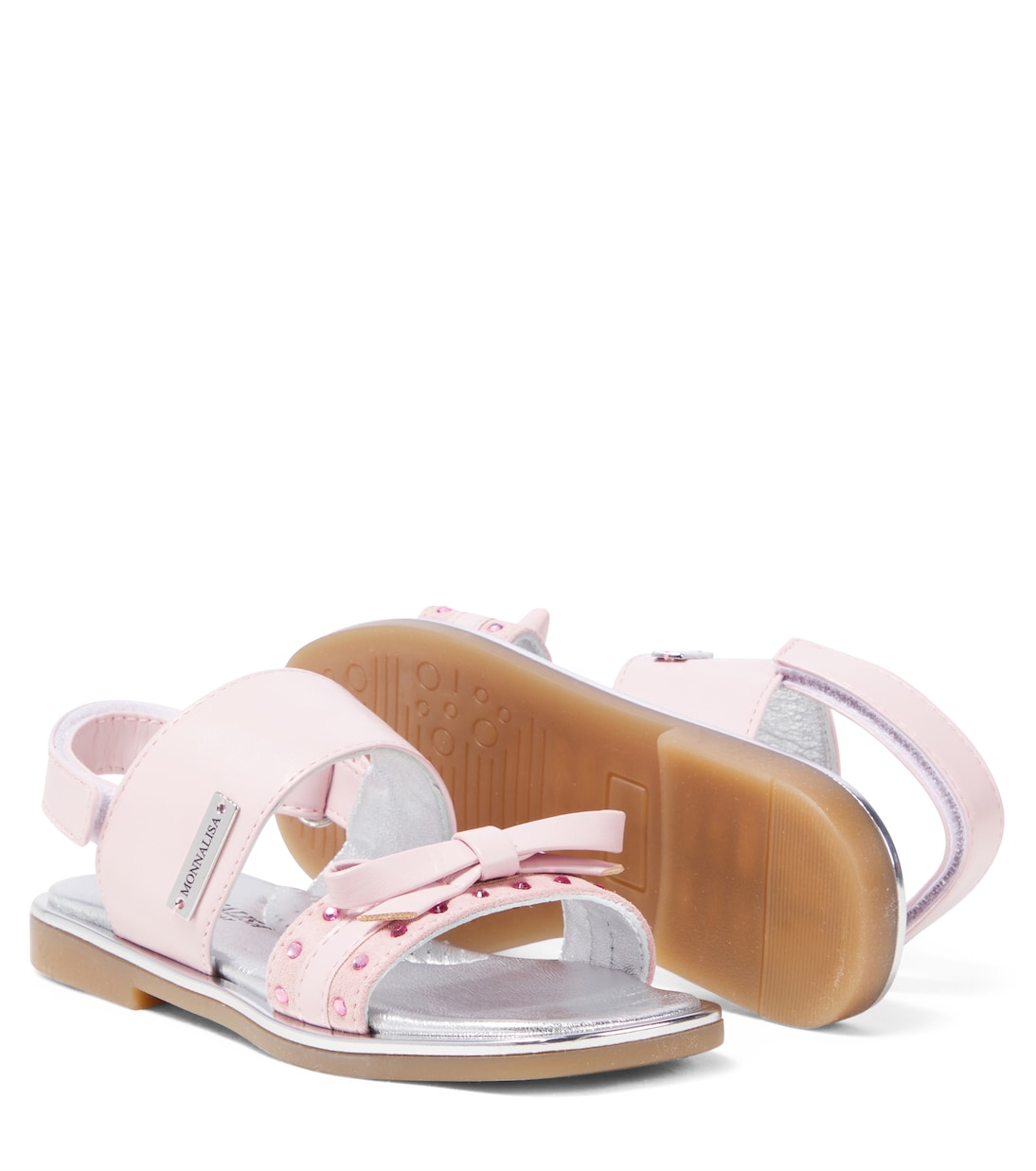 Sandalen aus Leder mit Kristallen | Monnalisa