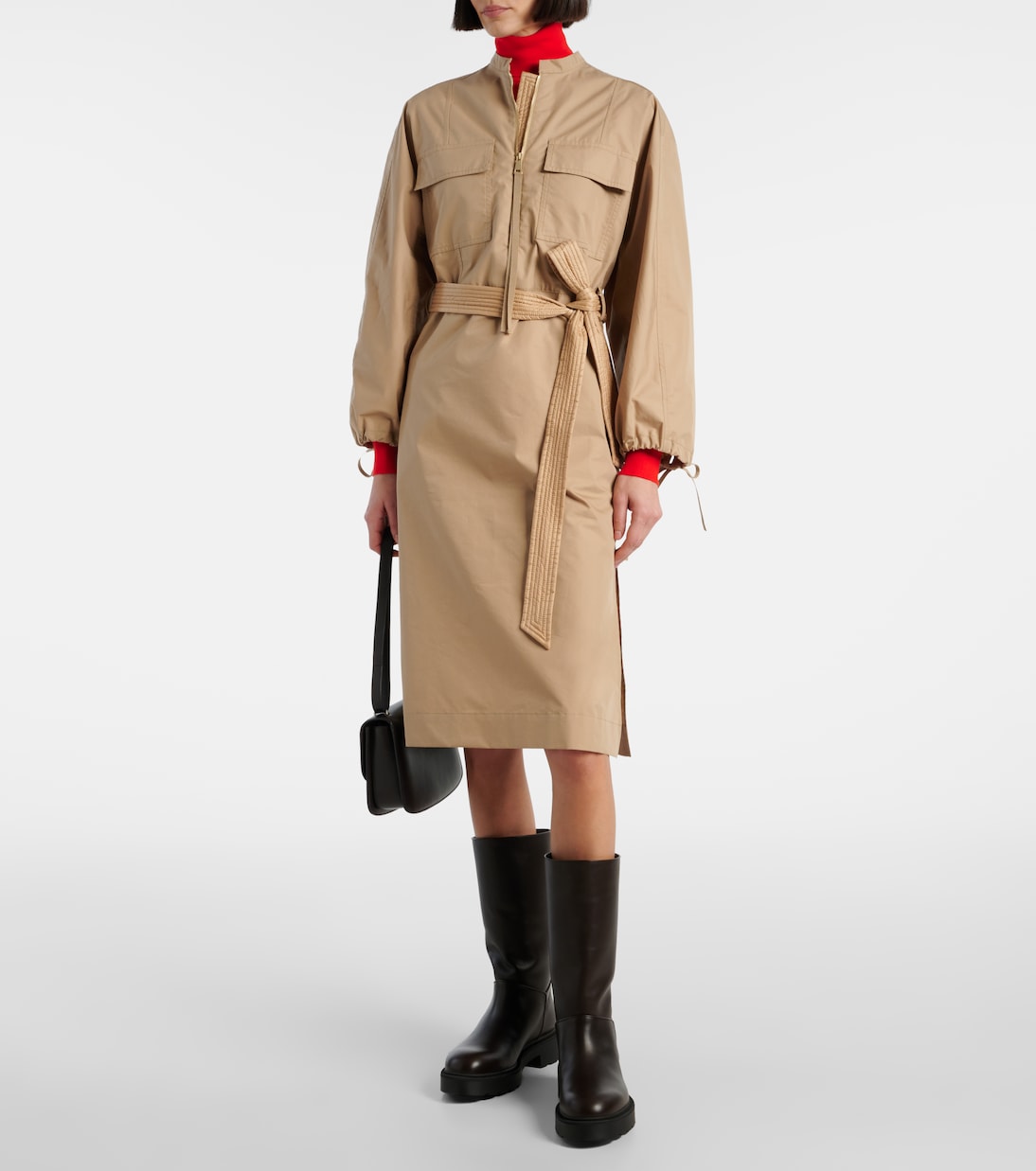 Abito midi in popeline di misto cotone | Moncler