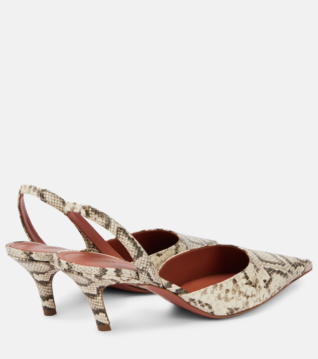 Scarpette con Tacco Amina Muaddi in Pelle Effetto Serpente - Slingback per Giovani Stilisti