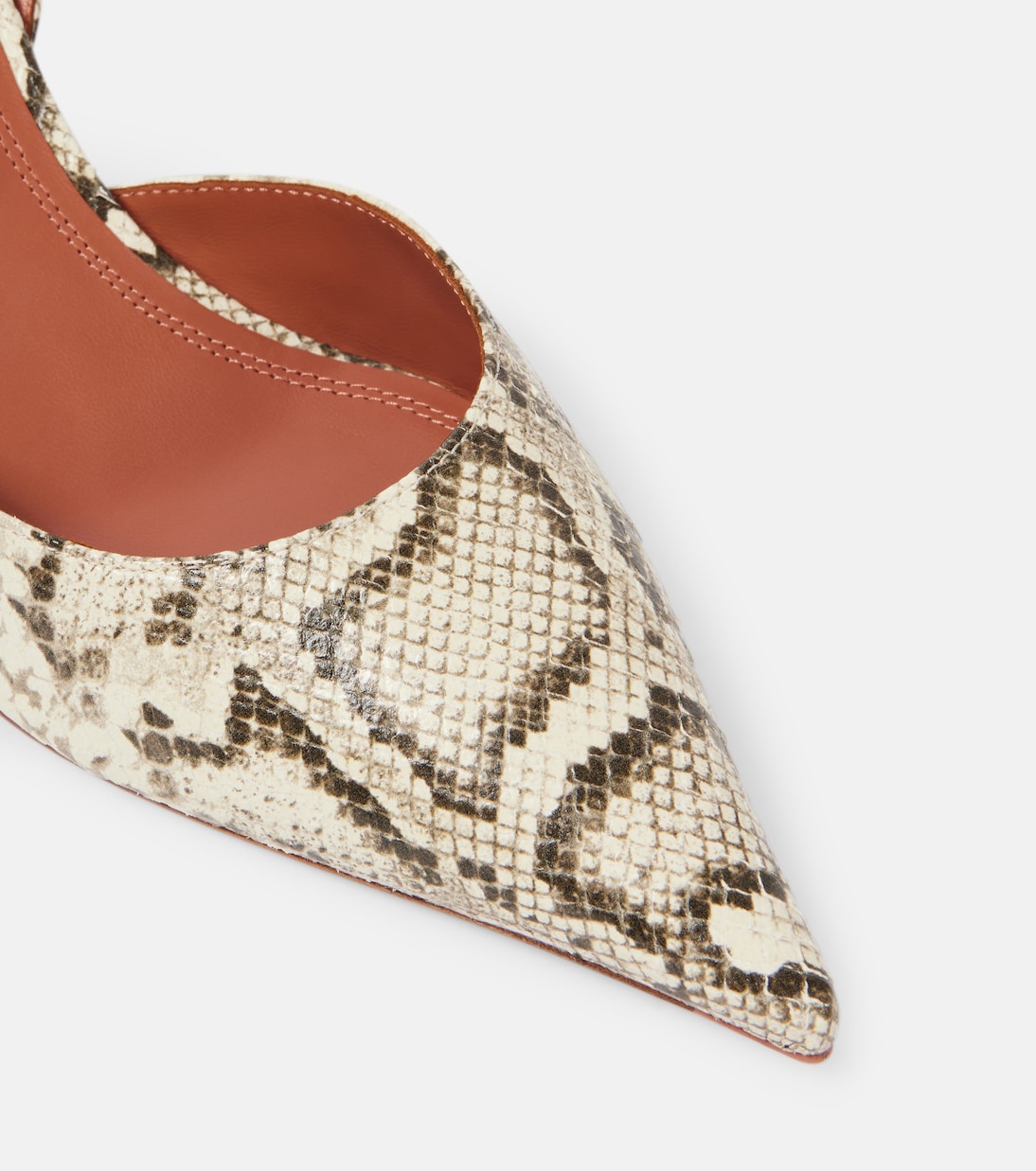 Scarpette con Tacco Amina Muaddi in Pelle Effetto Serpente - Slingback per Giovani Stilisti