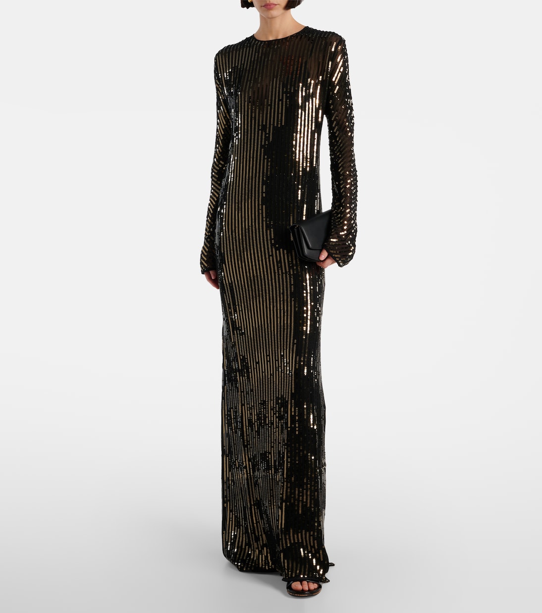Abito lungo in seta con paillettes | Johanna Ortiz