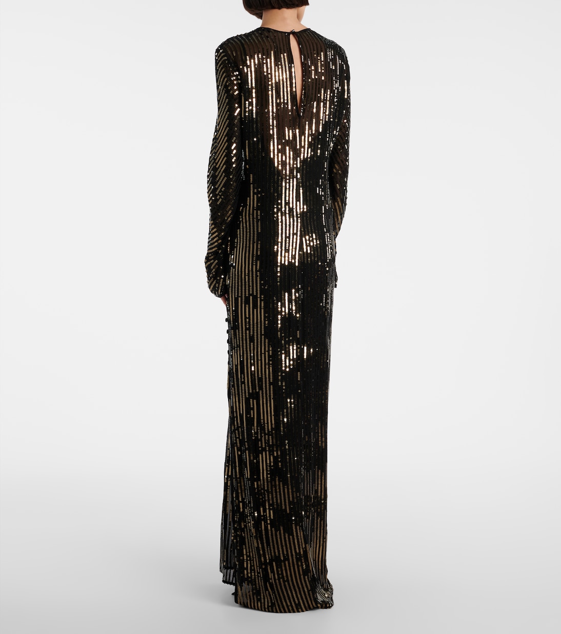 Abito lungo in seta con paillettes | Johanna Ortiz