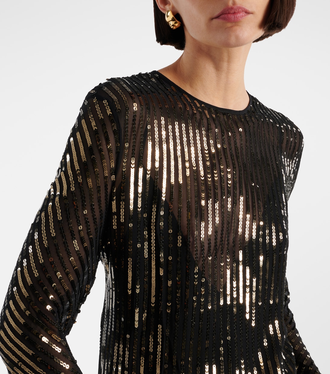 Abito lungo in seta con paillettes | Johanna Ortiz