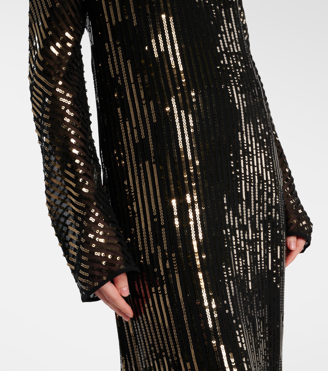 Abito lungo in seta con paillettes | Johanna Ortiz