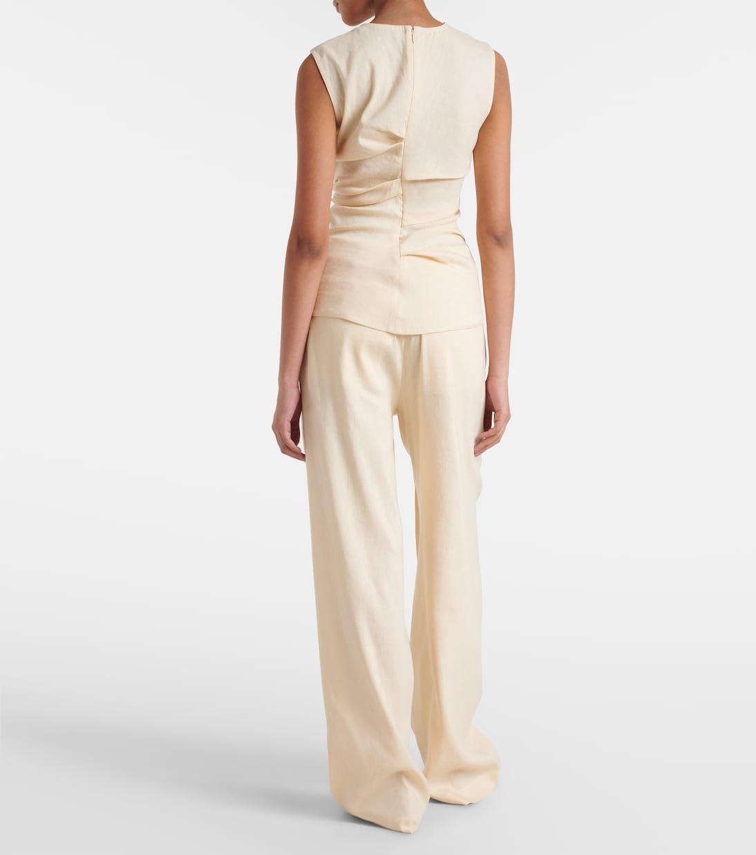 Top Anoushka White Label en mezcla de lino fruncido | Proenza Schouler