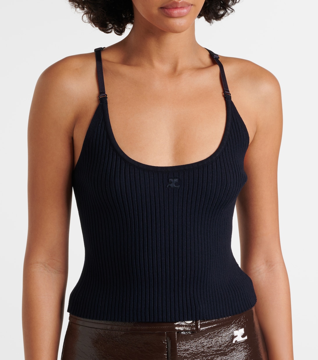 Top in maglia a coste con logo | Courrèges