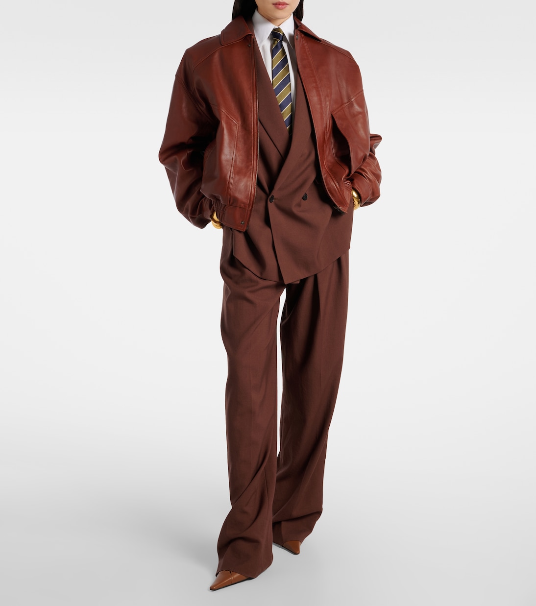 Weite High-Rise-Hose aus Woll-Gabardine | Saint Laurent