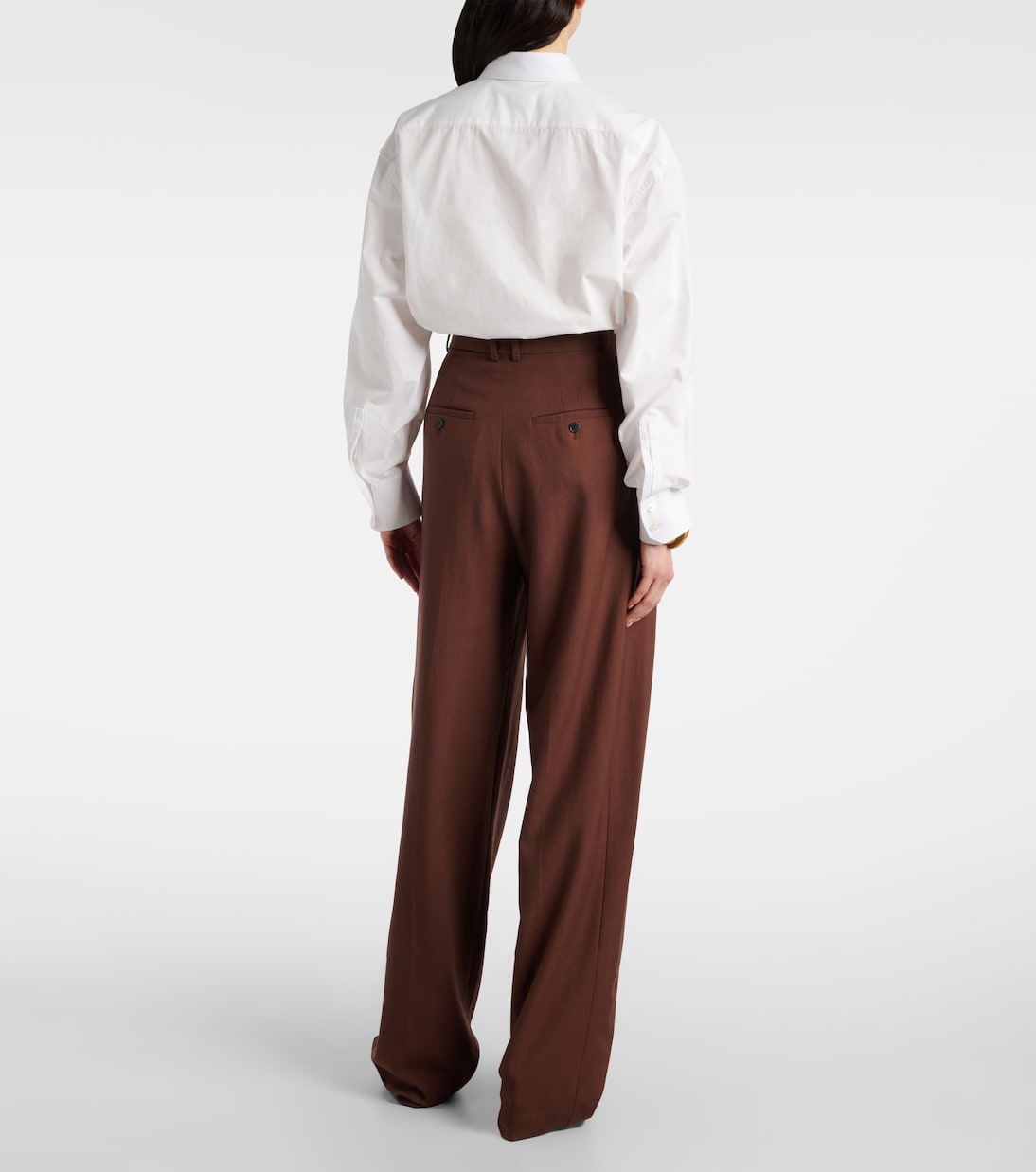 Weite High-Rise-Hose aus Woll-Gabardine | Saint Laurent