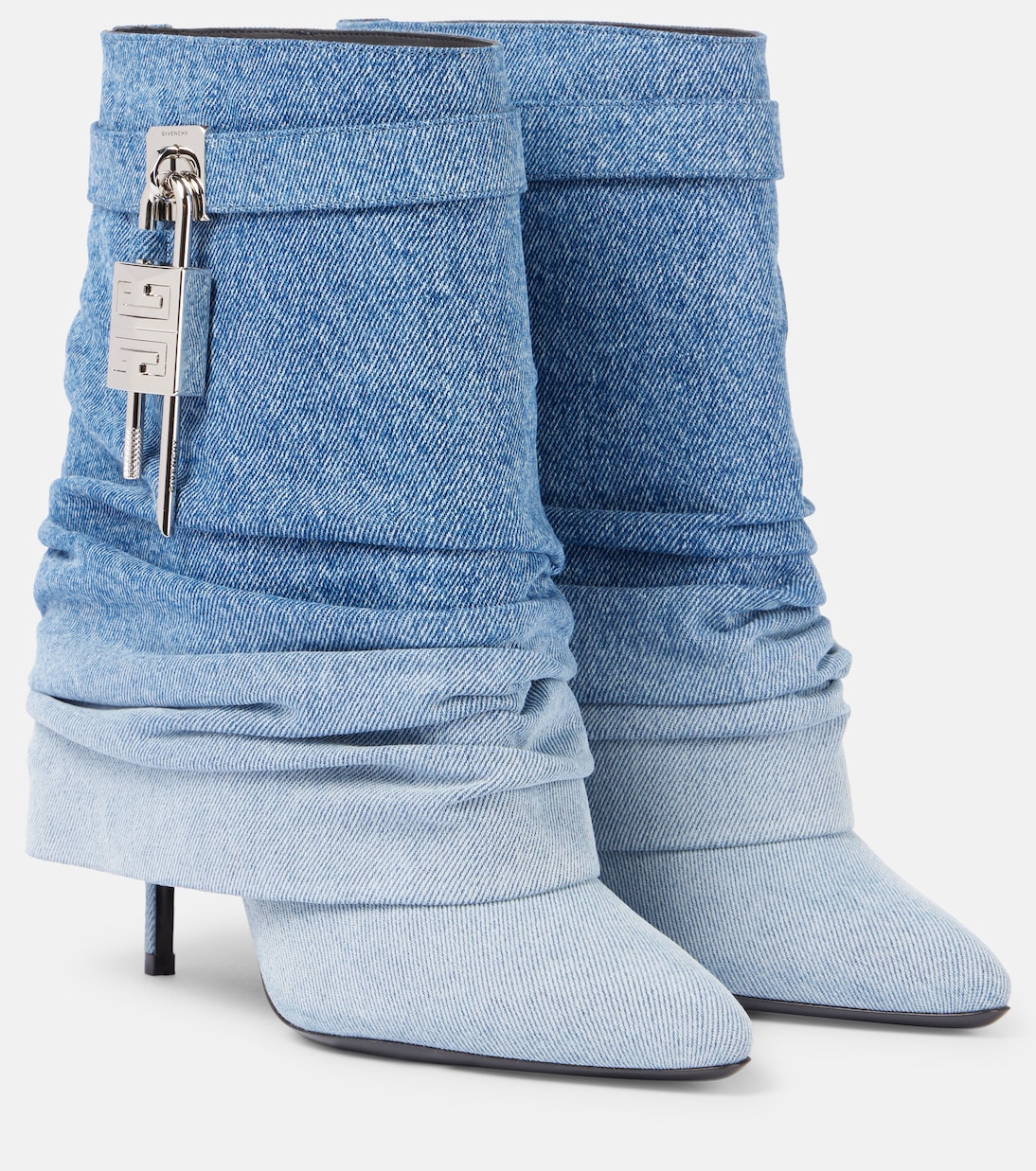 Stivaletti alla caviglia in denim sfumato con chiusura Shark Lock di Givenchy per giovani trendy