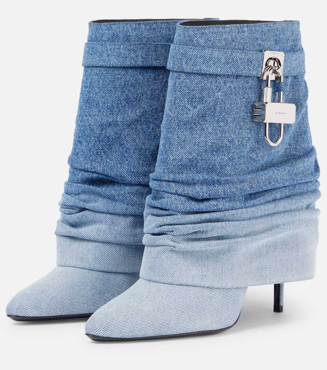 Stivaletti alla caviglia in denim sfumato con chiusura Shark Lock di Givenchy per giovani trendy