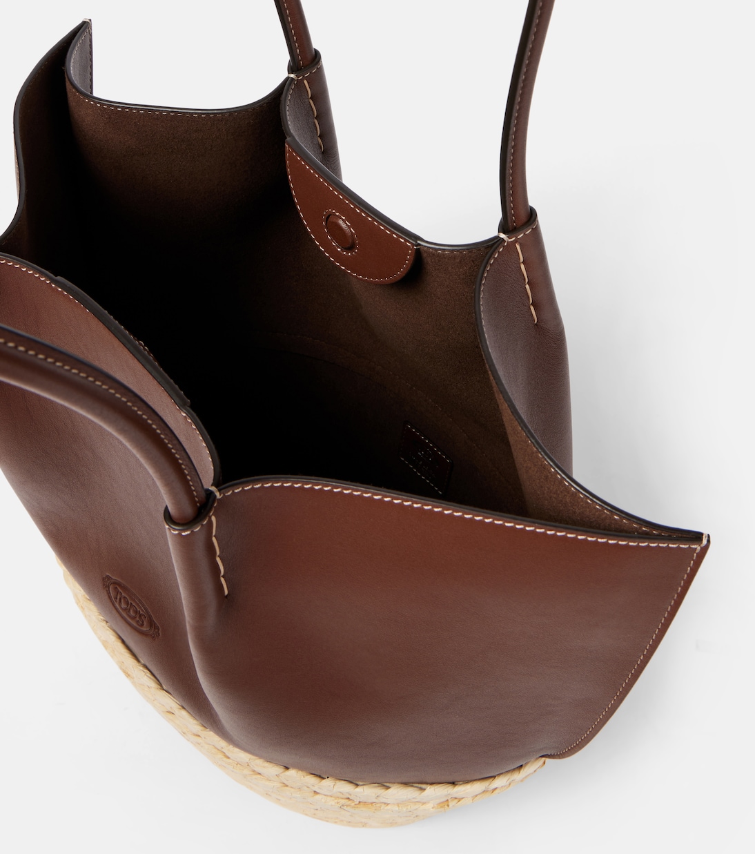Leather and straw shopper | Tod's