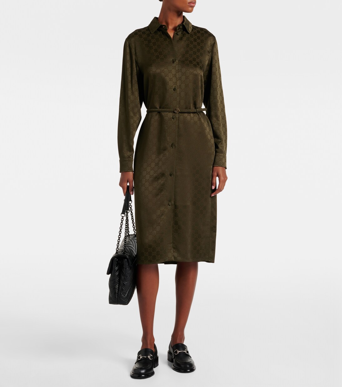 Hemdblusenkleid GG aus Satin | Gucci