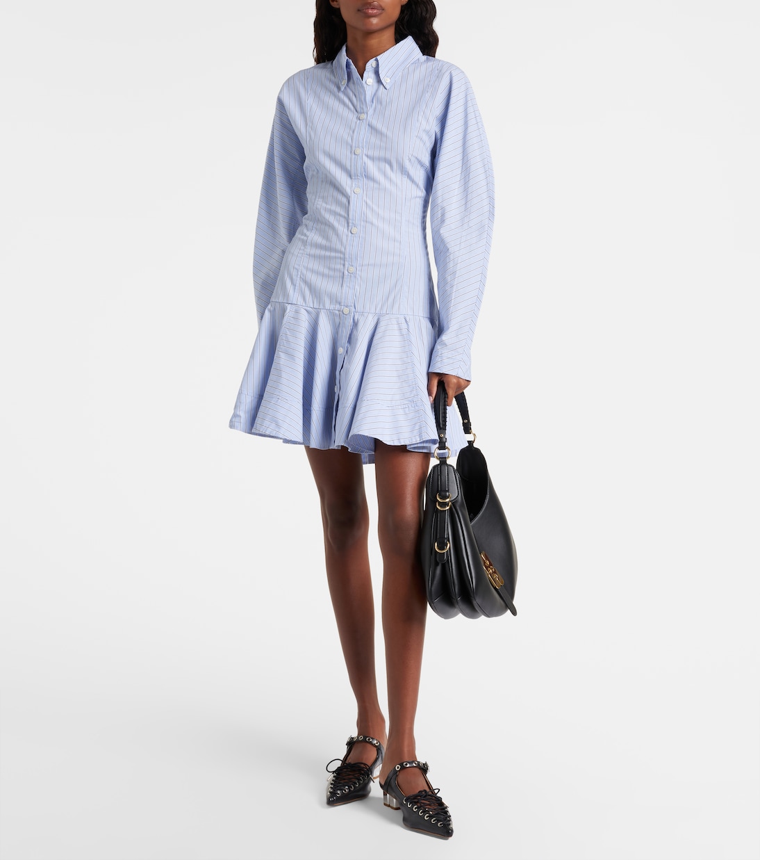 Striped cotton shirt dress | Ganni