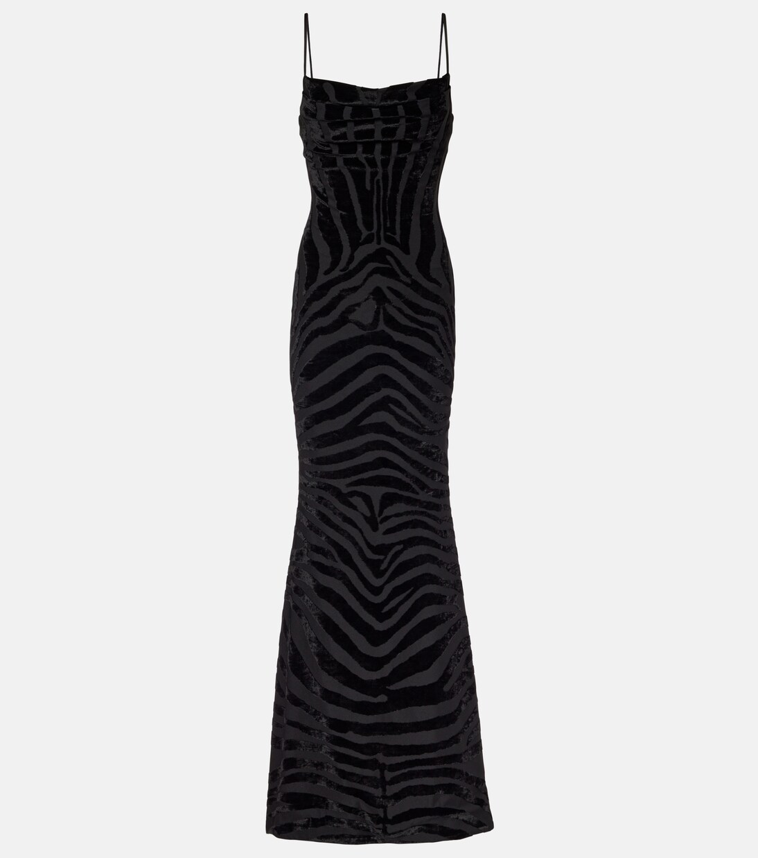 Zebra-print velvet maxi dress | Balmain