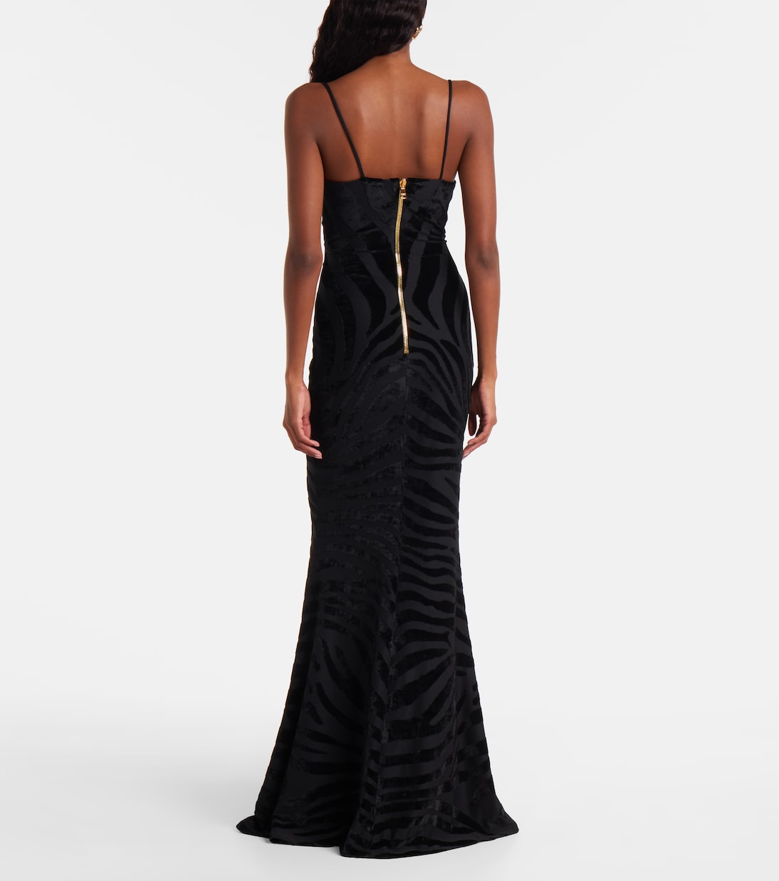 Zebra-print velvet maxi dress | Balmain