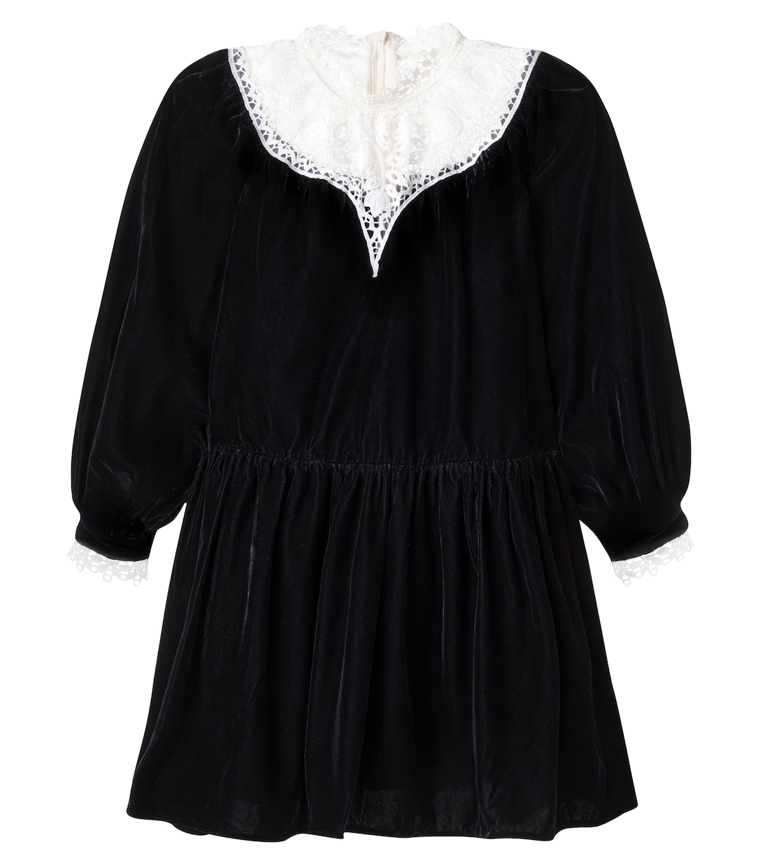 Lace-trimmed velvet dress | Petite Amalie  