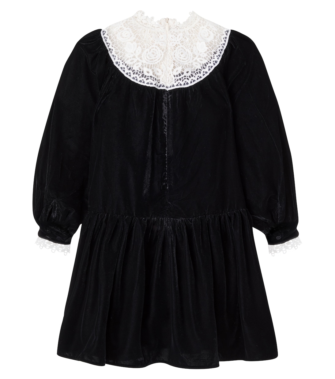 Lace-trimmed velvet dress | Petite Amalie  